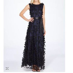 3 for 25! Tahari ASL floral appliqué gown in navy size 4